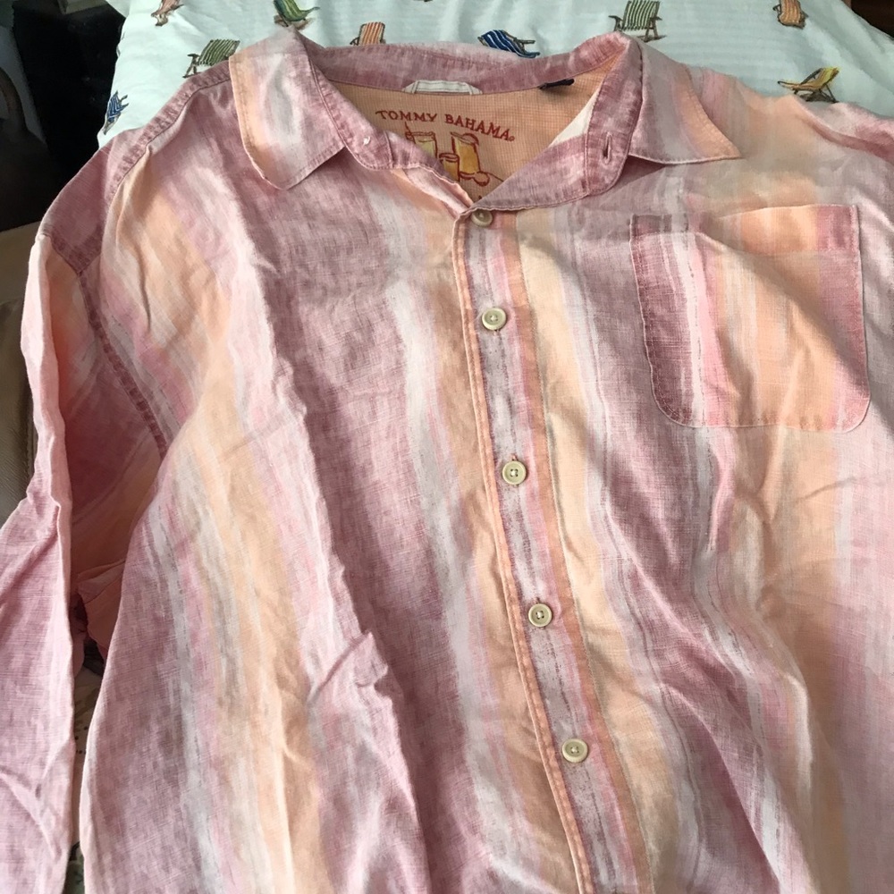 Tommy Bahama, Orange (Stripes), Long Sleeve, XX-Large